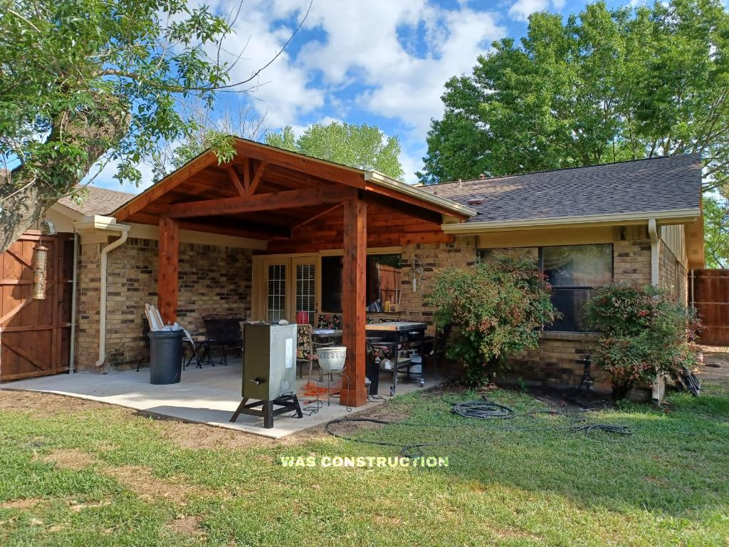 Completed custom cedar gable patio cover